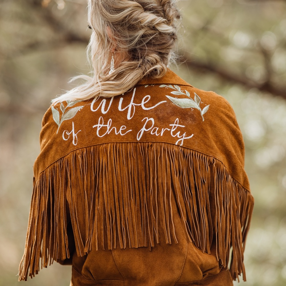 Custom Bridal Leather Fringe Jacket
